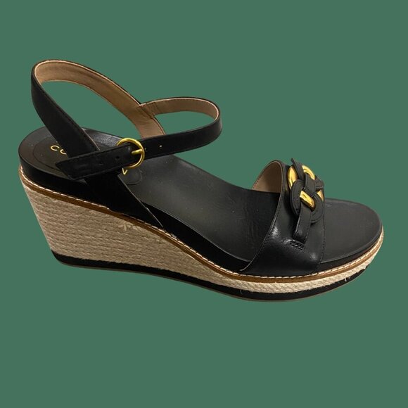 Name: Cole Haan Black Leather Wedge Pumps – Size 8.5 (Classic 3" Heel Comfort) - Picture 6 of 12